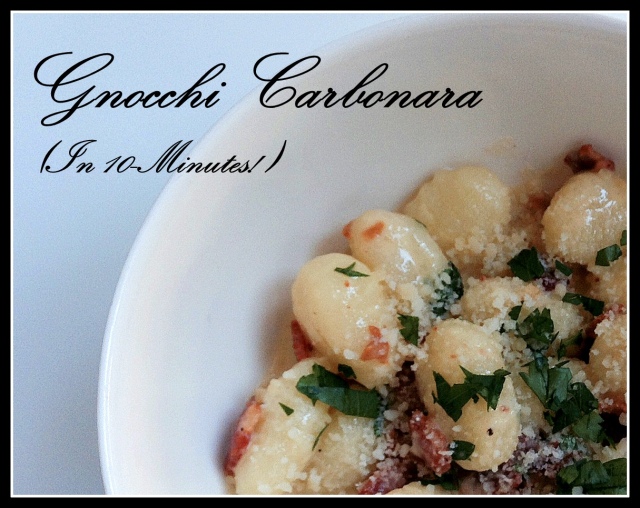 Gnocchi Carbonara 10 minute meal pasta bacon parmesan cheese